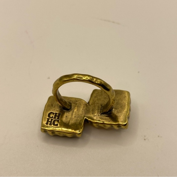 Carolina Herrera Luxury Vintage Dual Stone Ring from the 80s Gold Plated B/6.5” - Picture 4 of 13